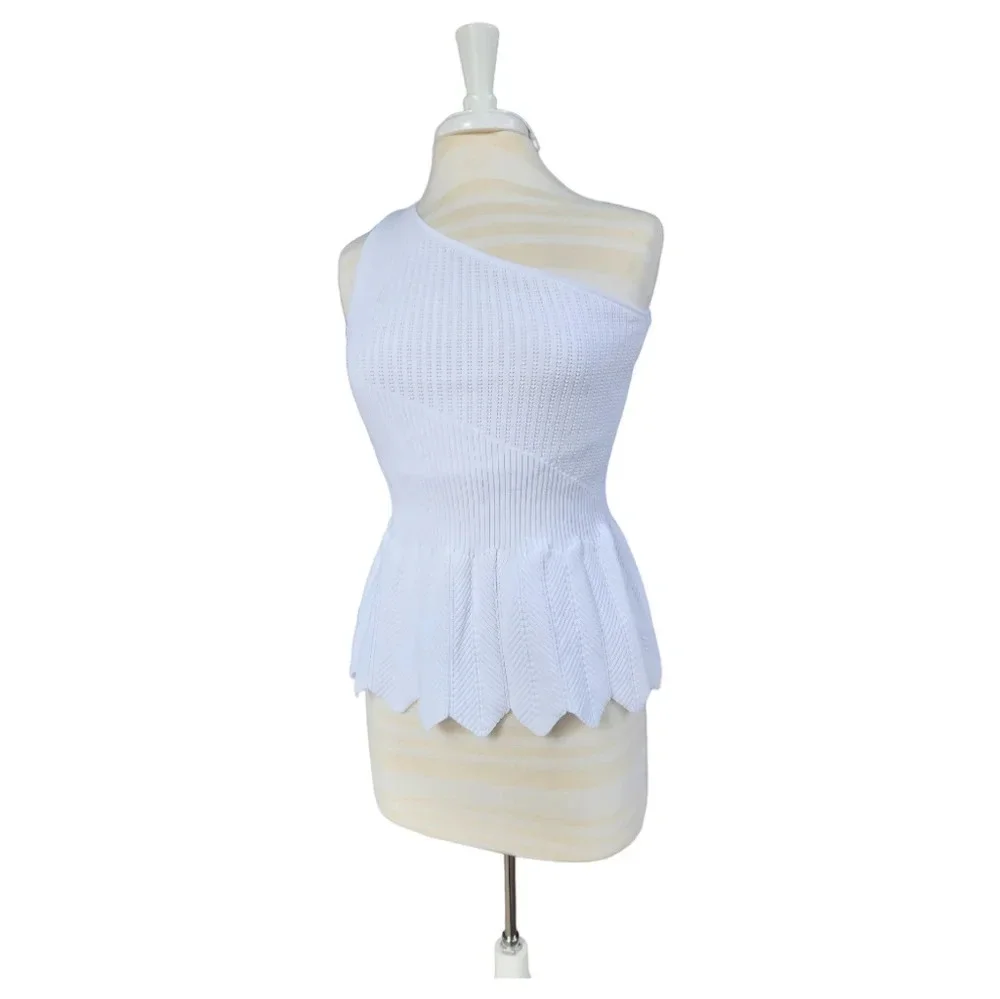New York & Company White Sleeveless - Off the Shoulder Knit Top Size S - Picture 7 of 8